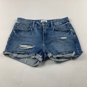 Frame Blue Denim Distressed Cutoff Jean Shorts 26